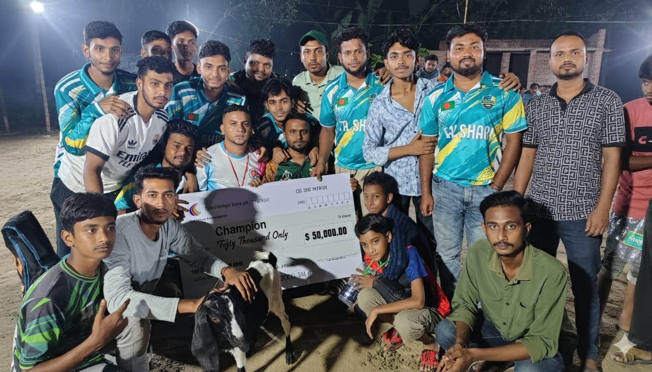 সাদীপুরে নাইট শর্ট উইকেট ক্রিকেট টুর্নামেন্ট উদ্বোধন -চ্যাম্পিয়ন তালশারী মিতালী বয়েজ ক্লাব