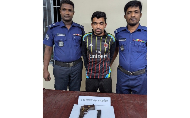 যশোরে ঝিকরগাছায় পুলিশের অভিযানে বিদেশি পিস্তলসহ  আটক ১